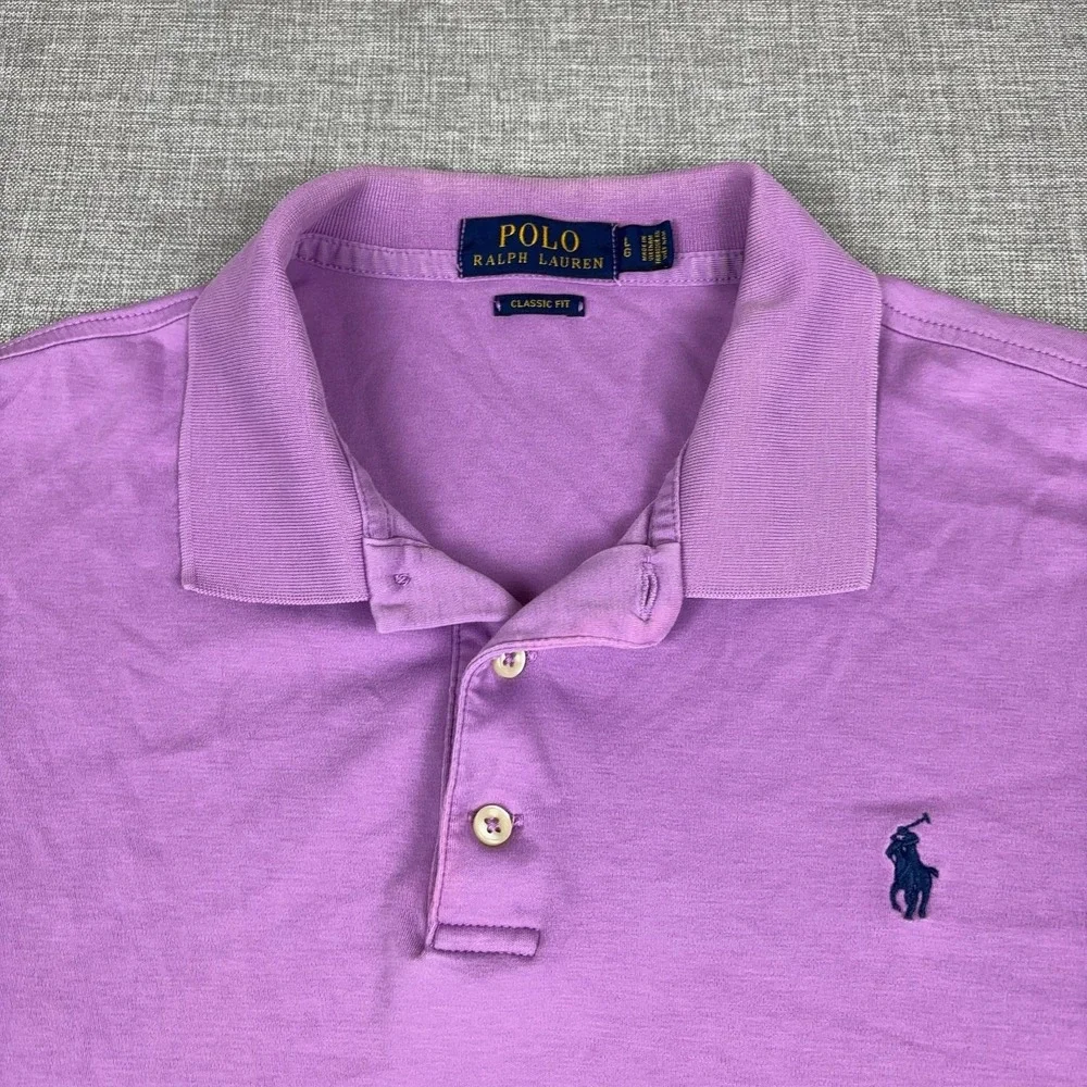 Polo Ralph Lauren Polo Shirt Mens L Purple Cotton Classic Short Sleeve Logo